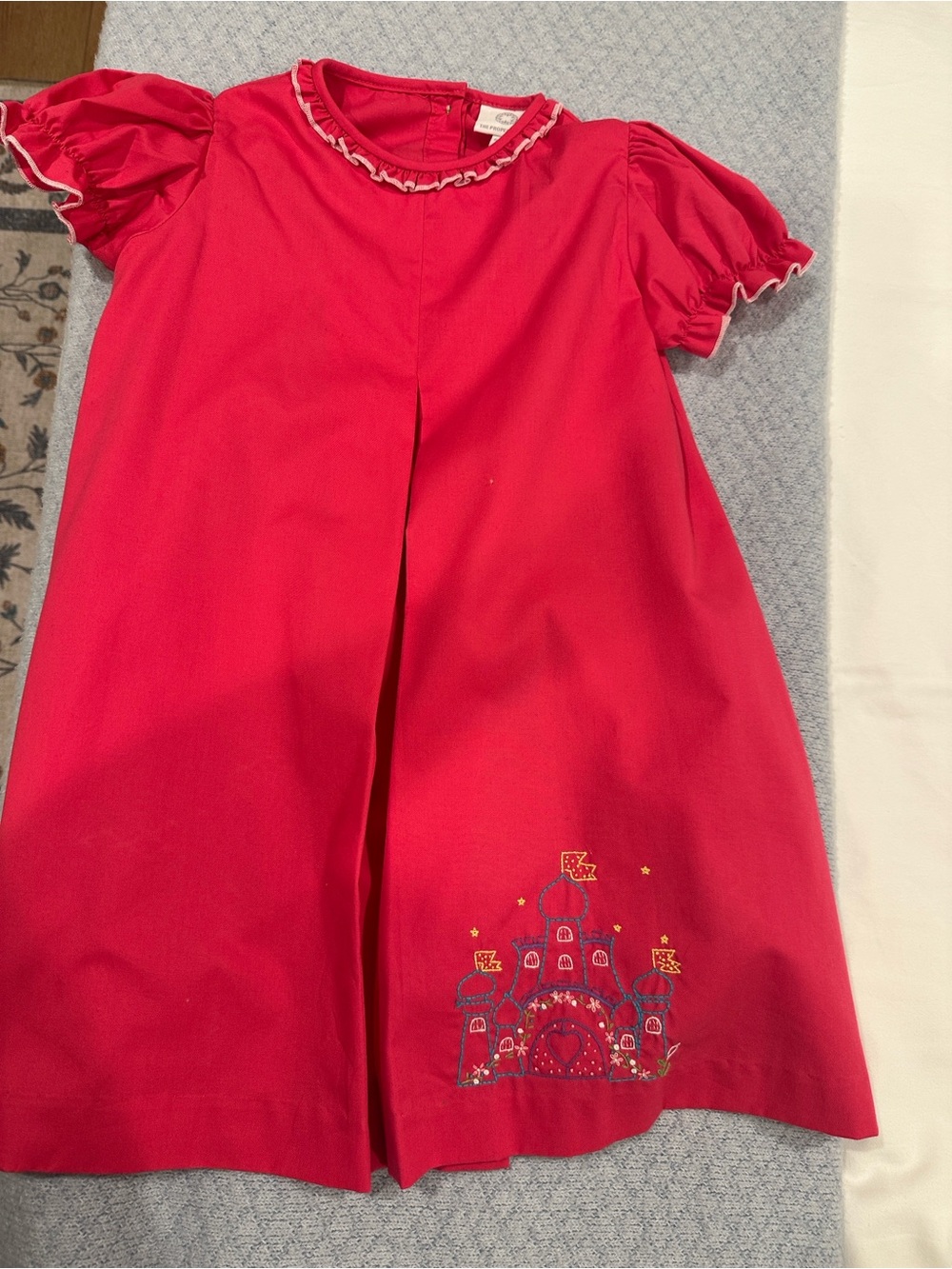 The Proper Peony - Hand Embroidered Hot Pink Castle Dress